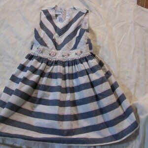 BILLIE JEAN STRIPED TIE BACK FULL SWEEP GIRLS DRESS UNDER SLIP STRIPED CUTE SZ5